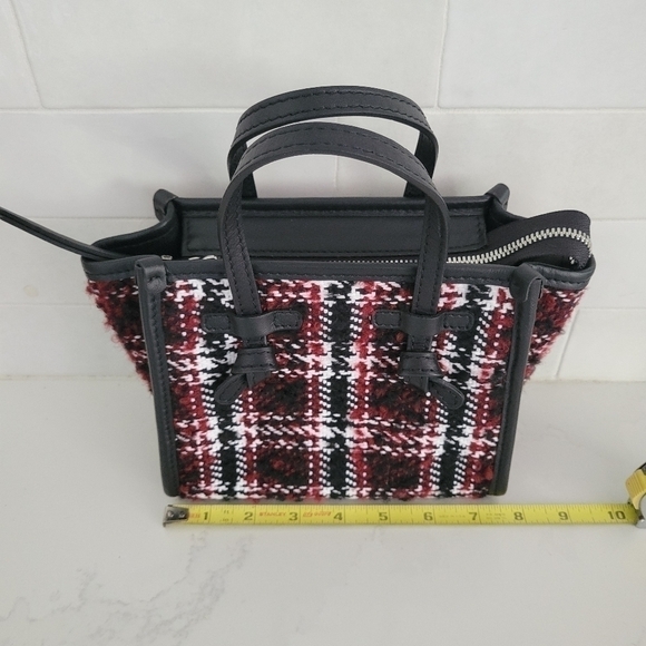 Gianni Chiarini Miss Marcella Mini Tweed Plaid Tote Satchel Purse Bag Red Black - Picture 10 of 10